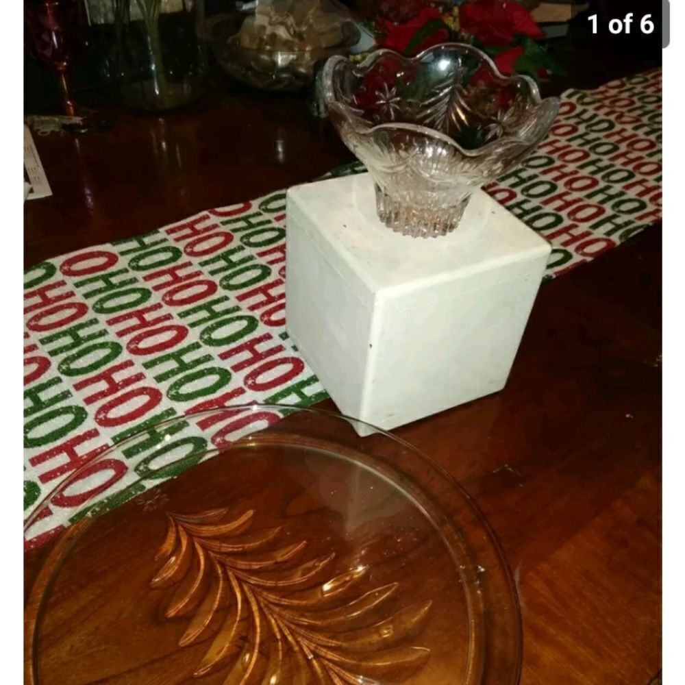 Vintage Indiana Glass 13 Inch Christmas Tree Platter & Matching Mikasa Nut Bowl